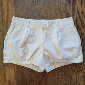 She Said White Pleated Short Shorts with Pockets and Pattern Size Women's 0